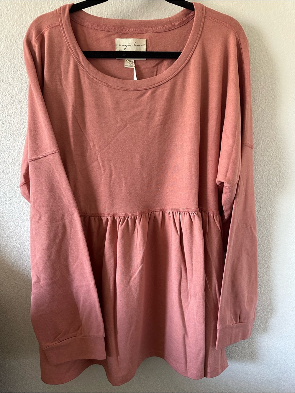 Evy’s Tree The Francesca Tunic Top 2X Ash Rose Pink Babydoll NWT